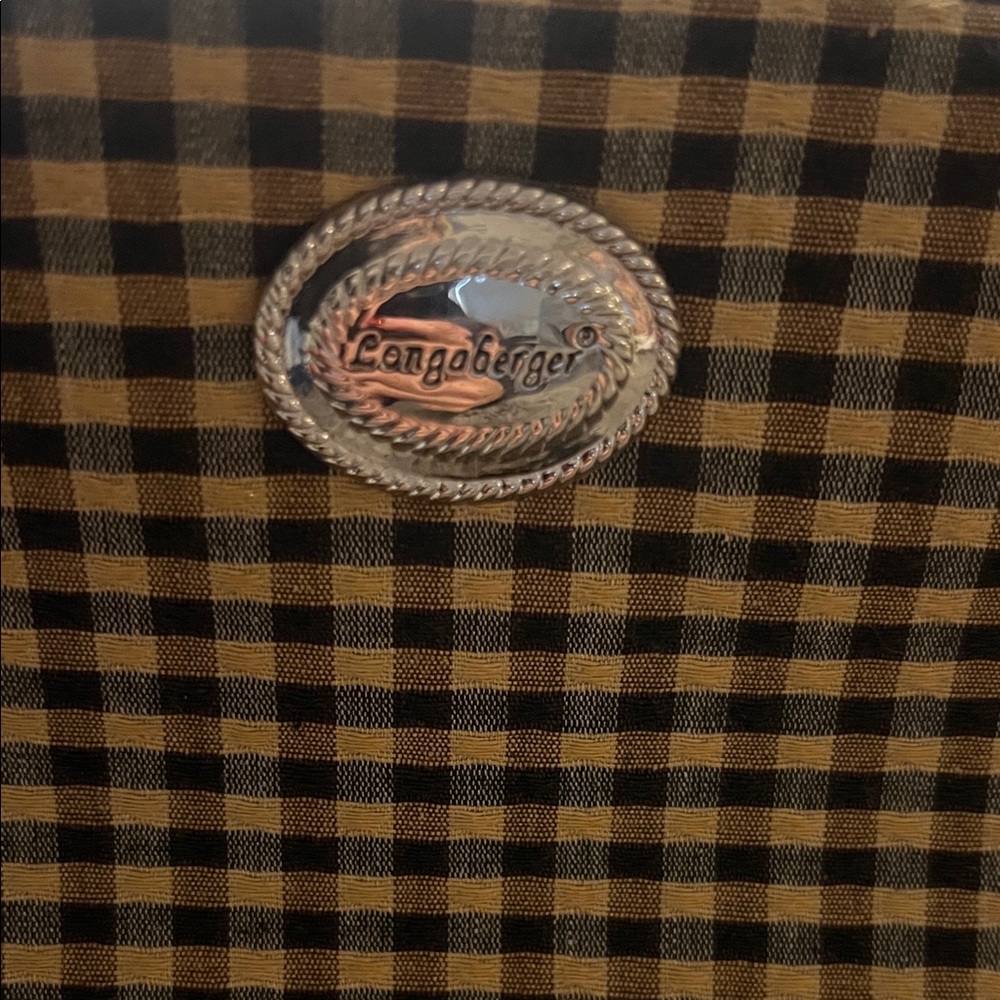 Longaberger Black And Tan Checkered Tote View 3